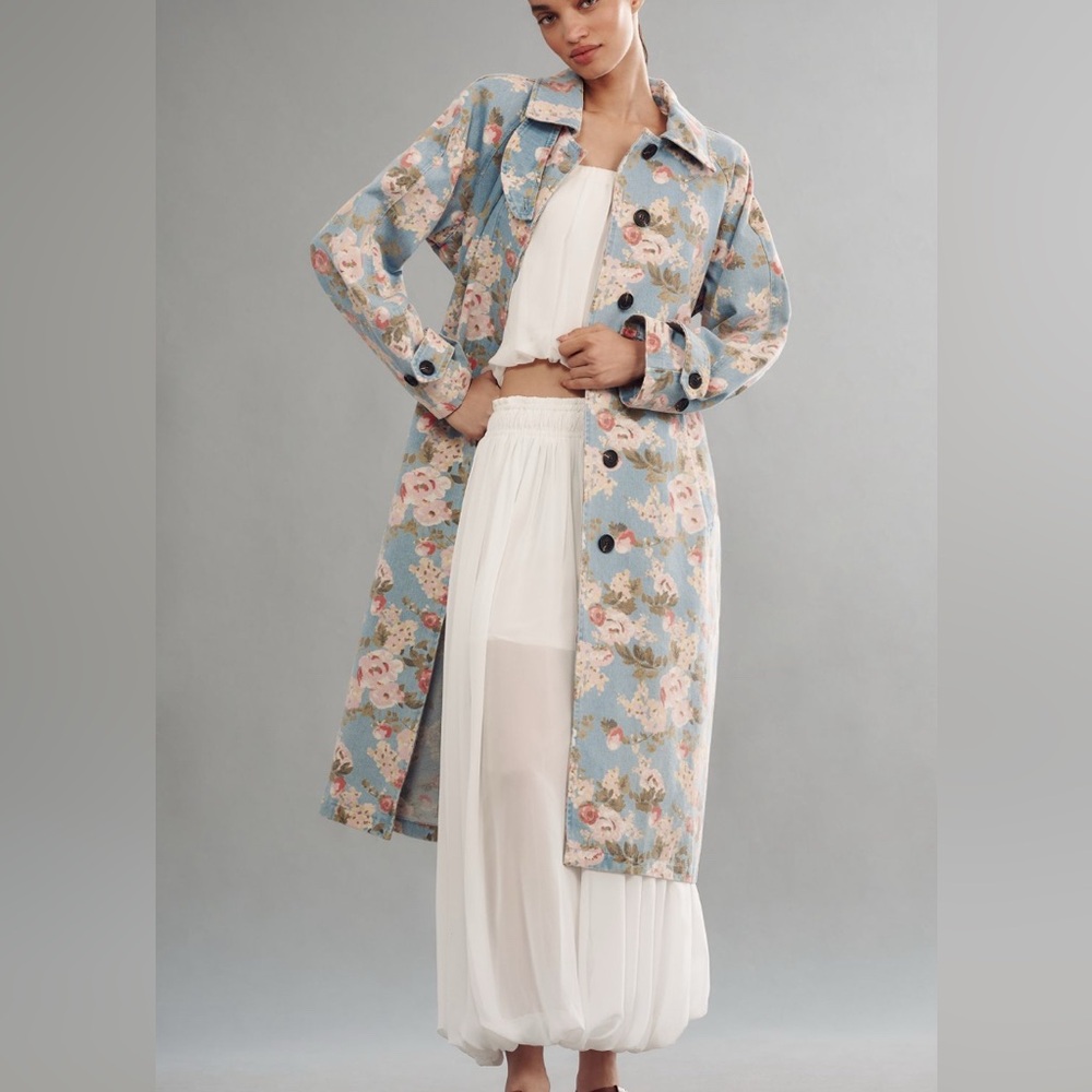Avec Les Filles
Women's Grey Printed Denim Trench Coat size xs net
